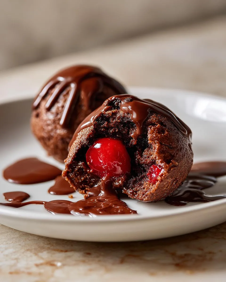 Chocolate Cherry Brownie Bombs - detail 1