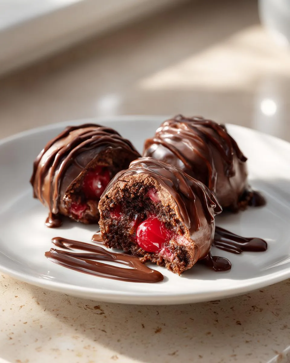 Chocolate Cherry Brownie Bombs - detail 2