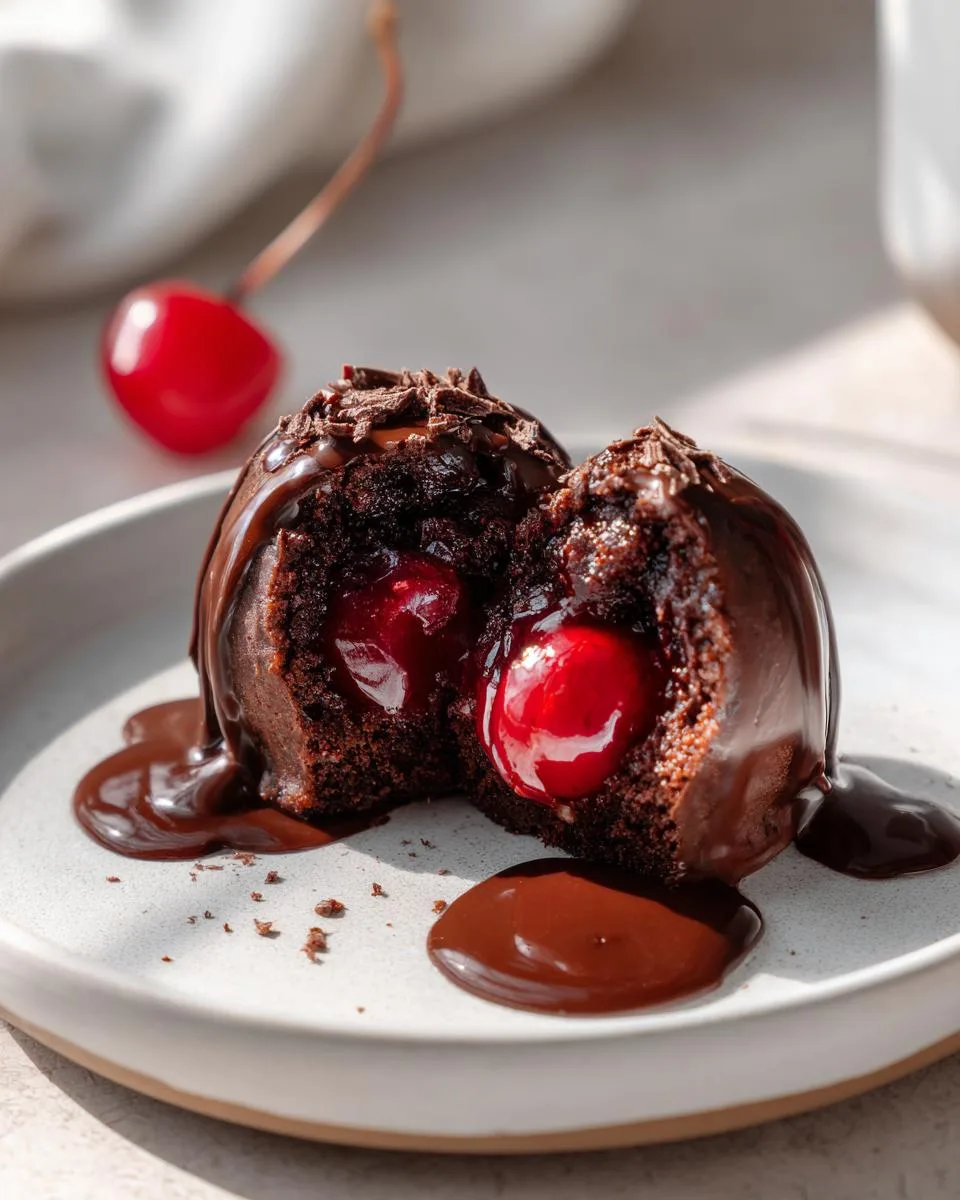 Chocolate Cherry Brownie Bombs - detail 3