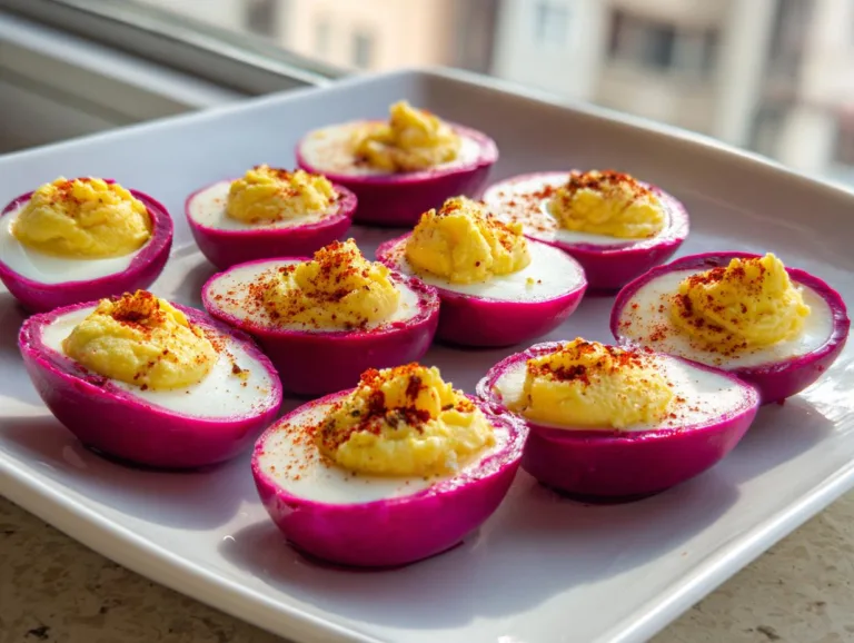 Deviled Eggs With Beet Juice