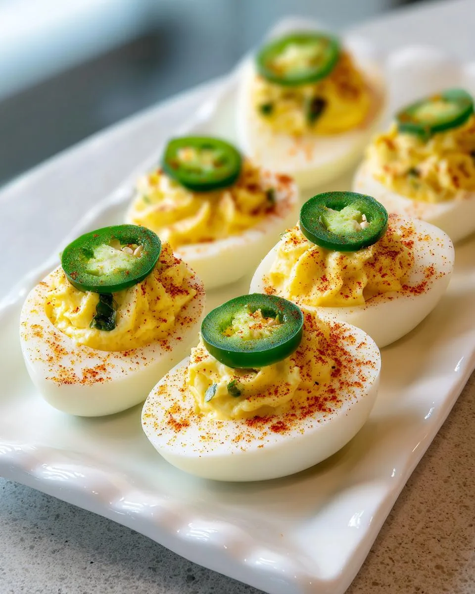 Deviled Eggs With Jalapeno Slices - detail 1