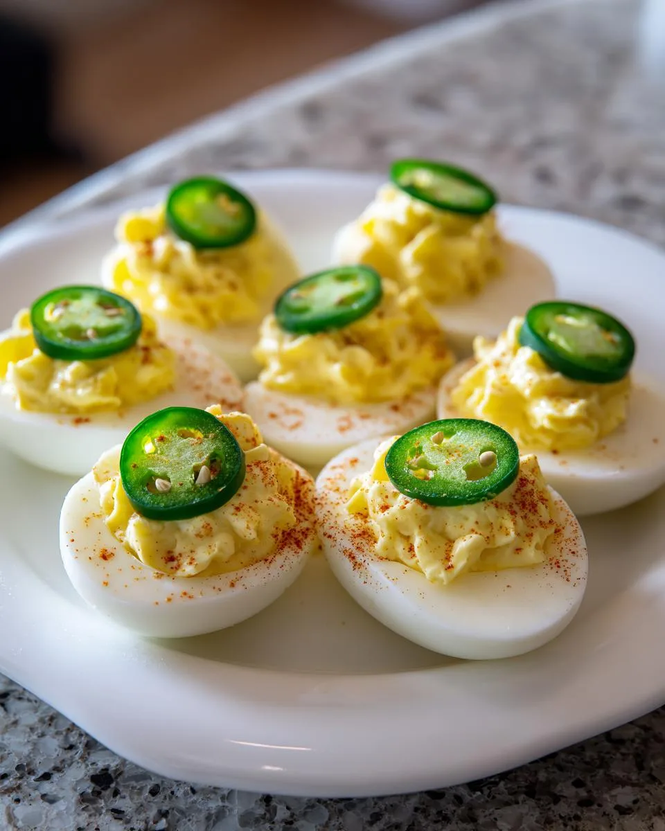 Deviled Eggs With Jalapeno Slices - detail 2