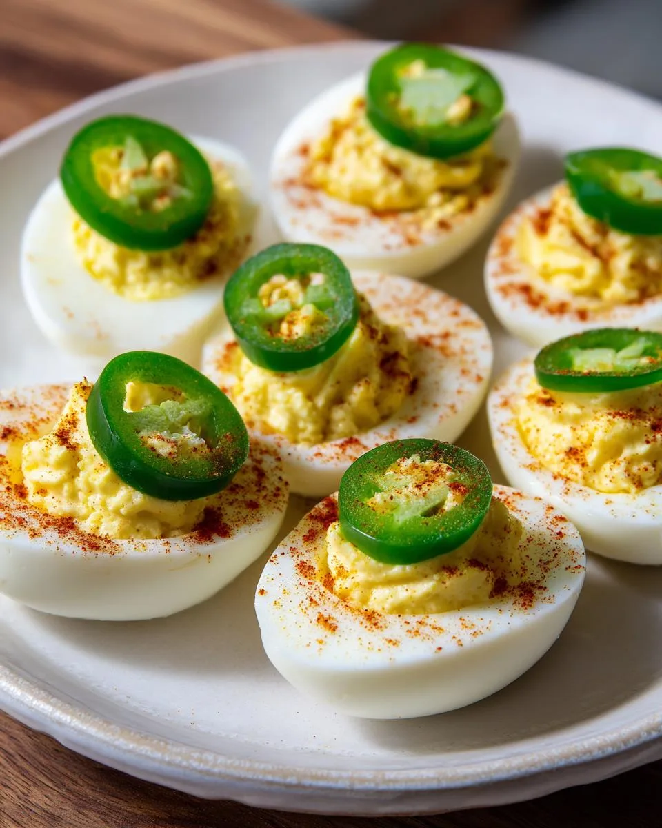 Deviled Eggs With Jalapeno Slices - detail 3