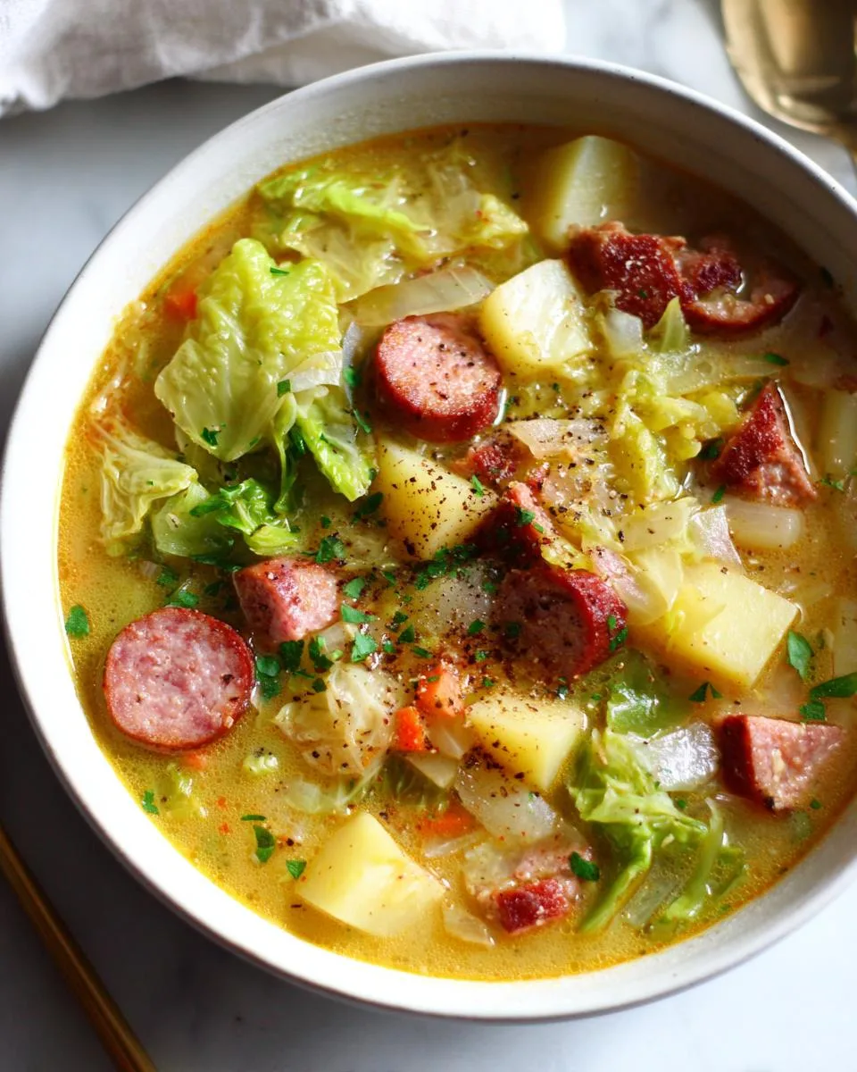 Potato Cabbage Sausage Soup - detail 1
