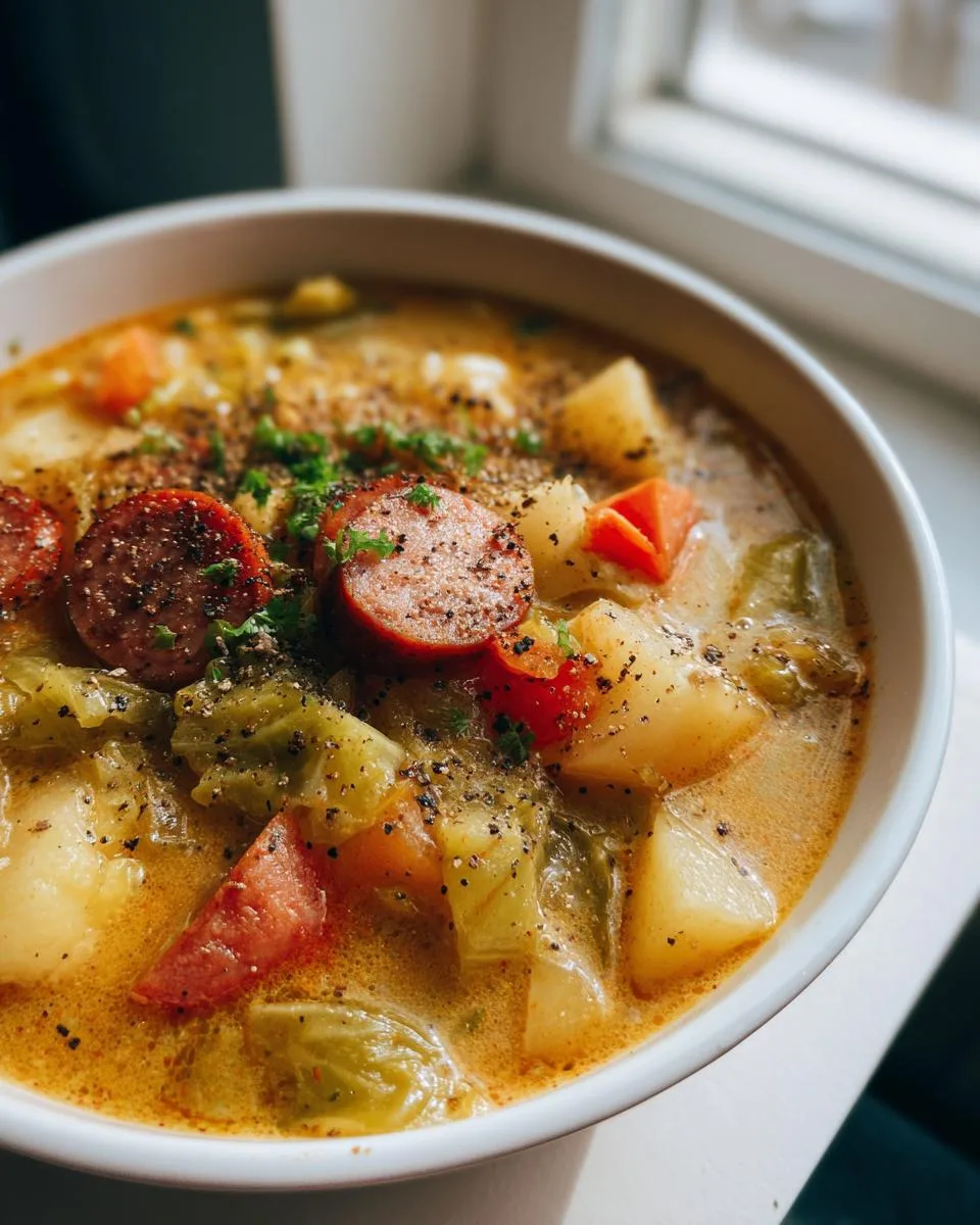 Potato Cabbage Sausage Soup - detail 2