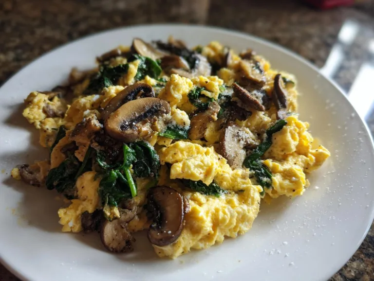 mushroom spinach scrambled eggs