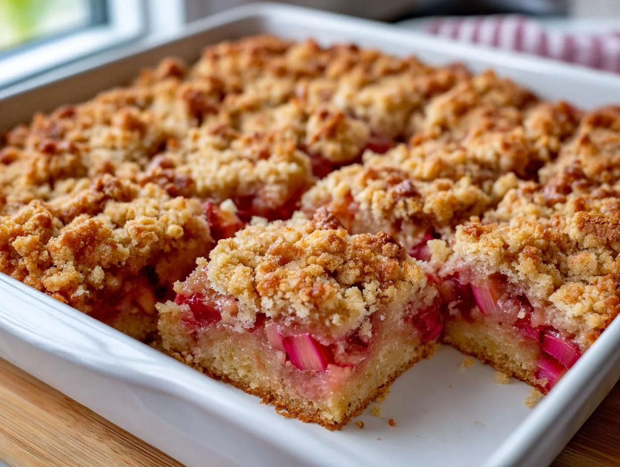 Irresistible Easy Moist Rhubarb Cake Recipe in 3 Steps