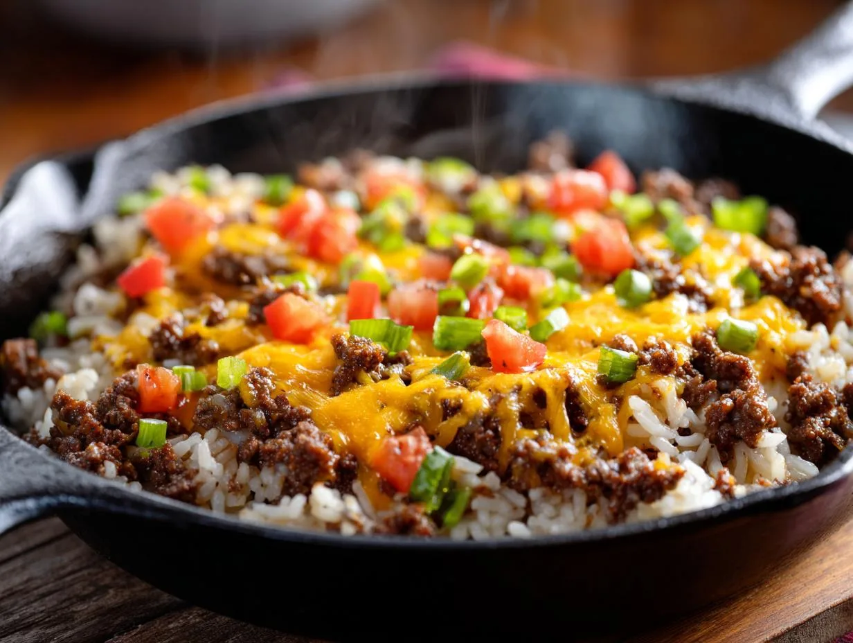 Savory Ground Beef Rice Skillet Recipe in Just 45 Minutes