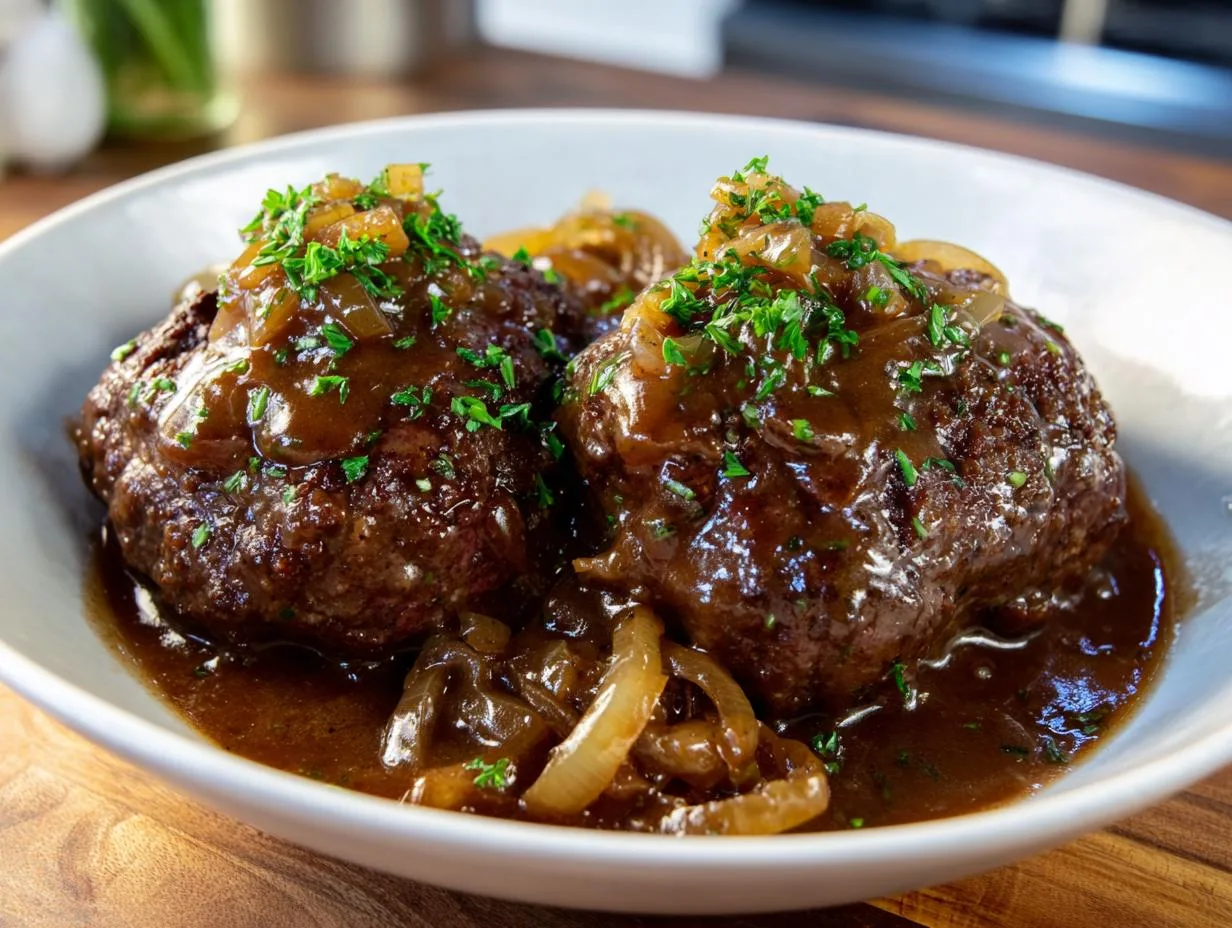 Juicy Hamburger Steaks Brown Gravy in 40 Minutes Flat