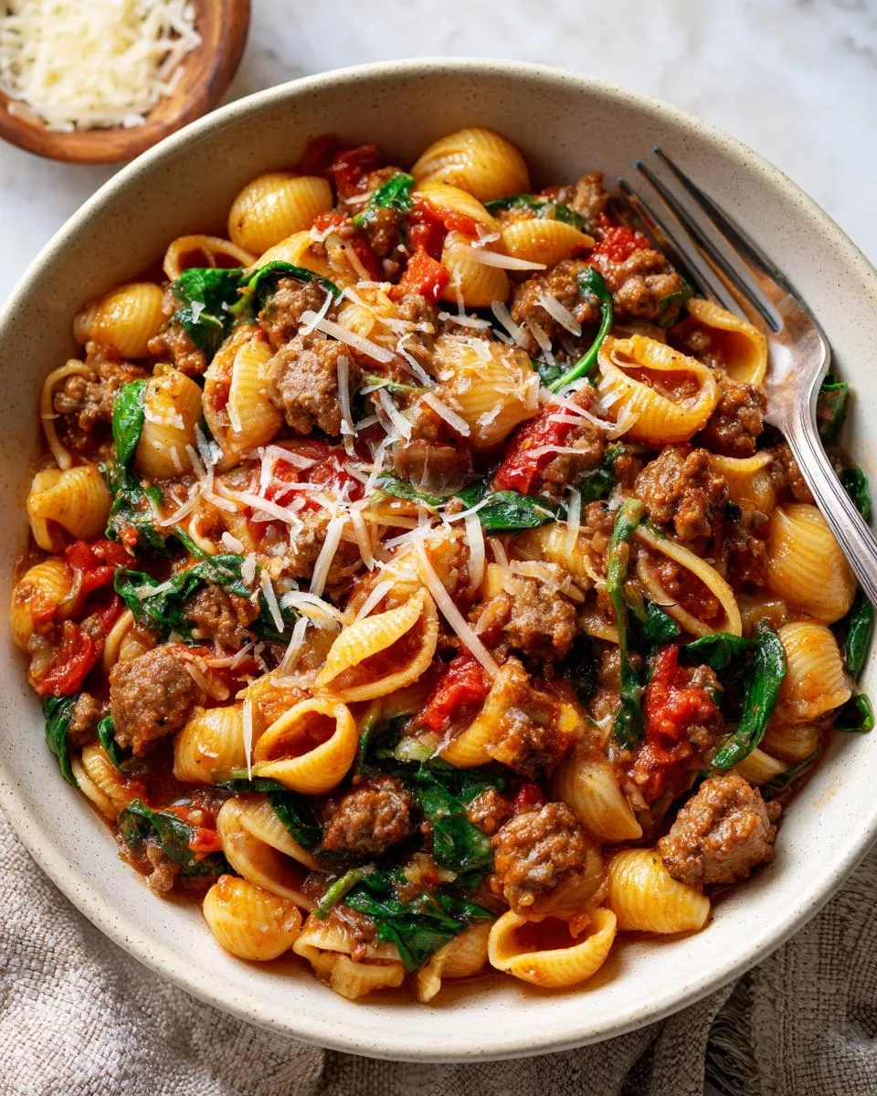 One-Pot Sausage and Shells with Spinach - detail 3