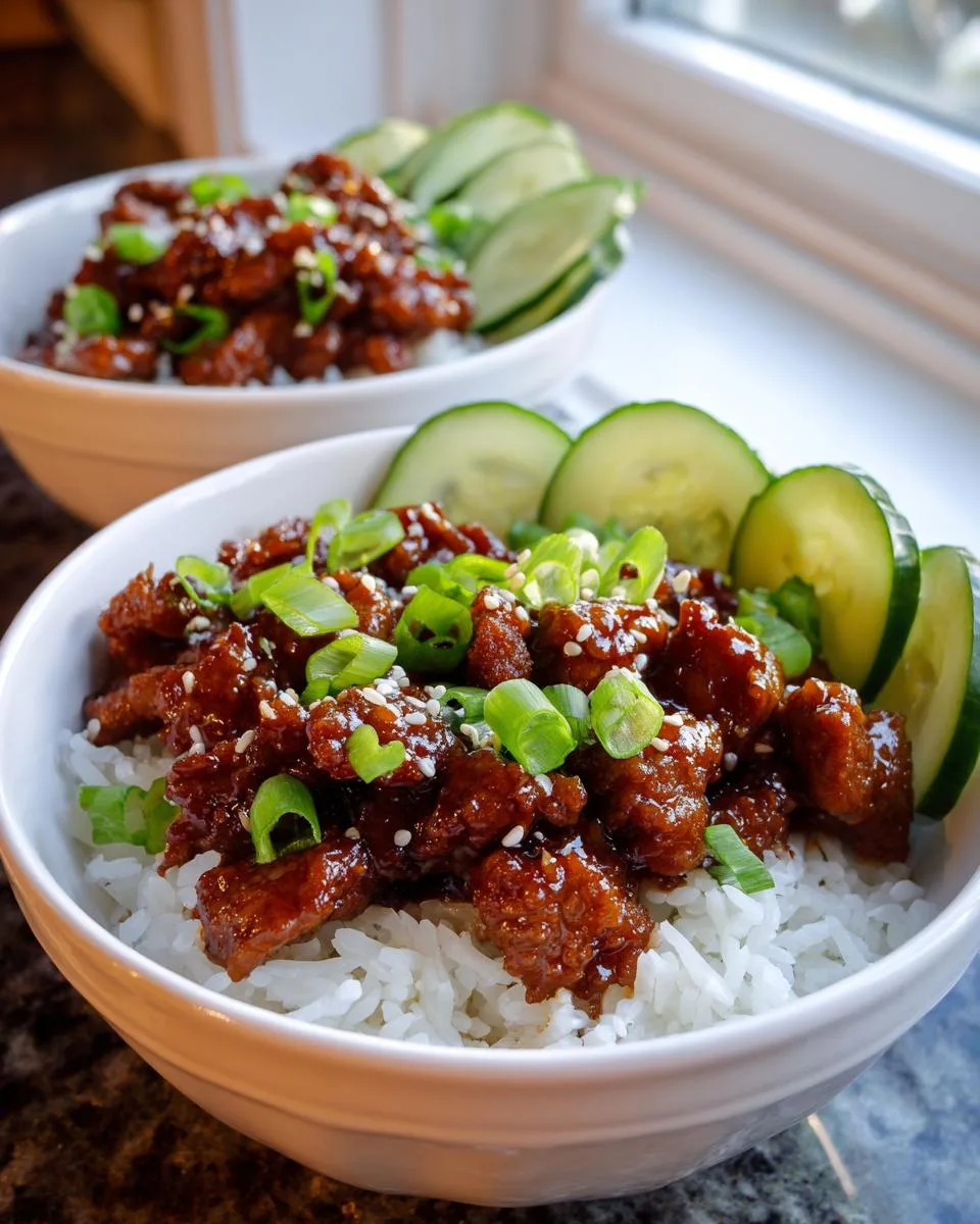 Quick Korean Ground Beef Bowls - detail 2