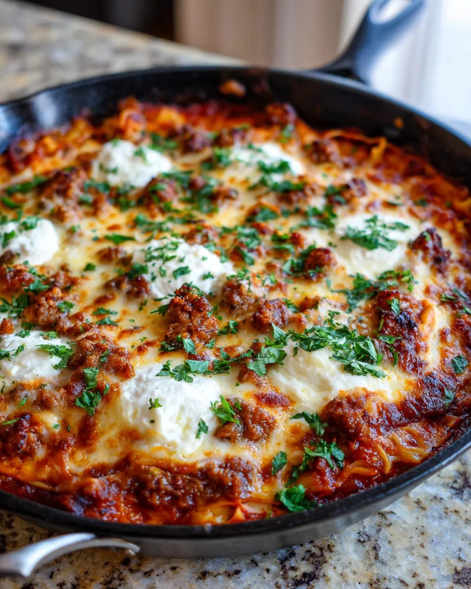 Skillet Lasagna with Sausage, Beef, and Ricotta - detail 1
