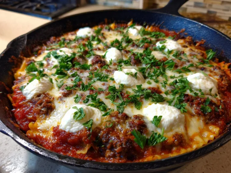 Skillet Lasagna with Sausage, Beef, and Ricotta