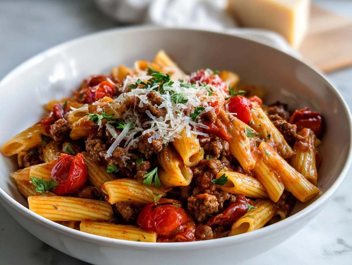 30-Minute Stovetop Creamy Ground Beef Pasta Heaven