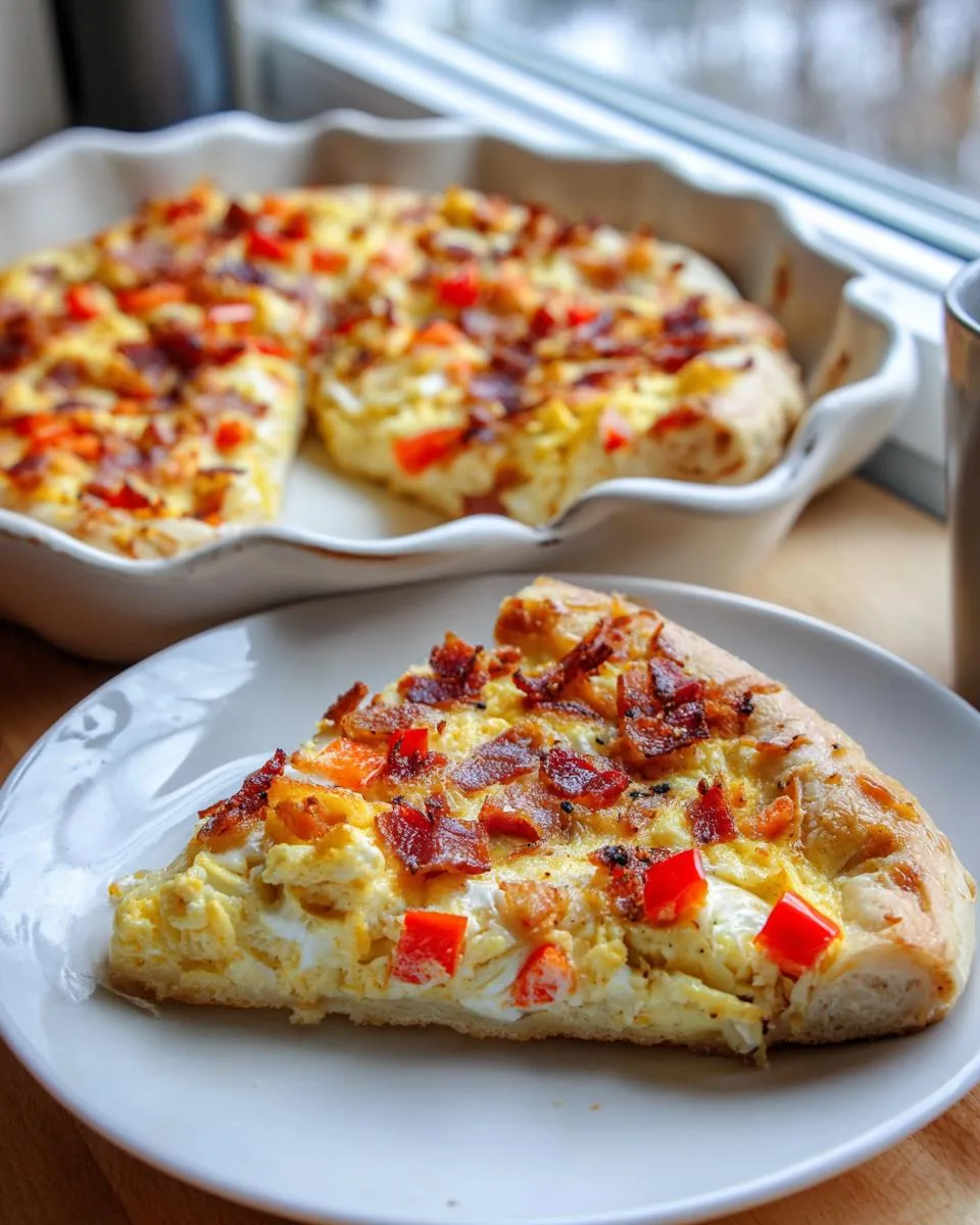 breakfast pizza with scrambled eggs - detail 1