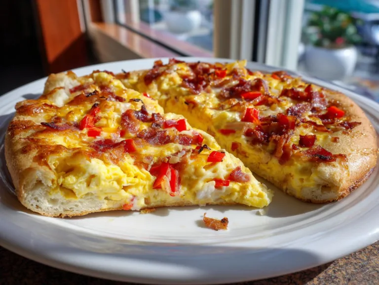 breakfast pizza with scrambled eggs