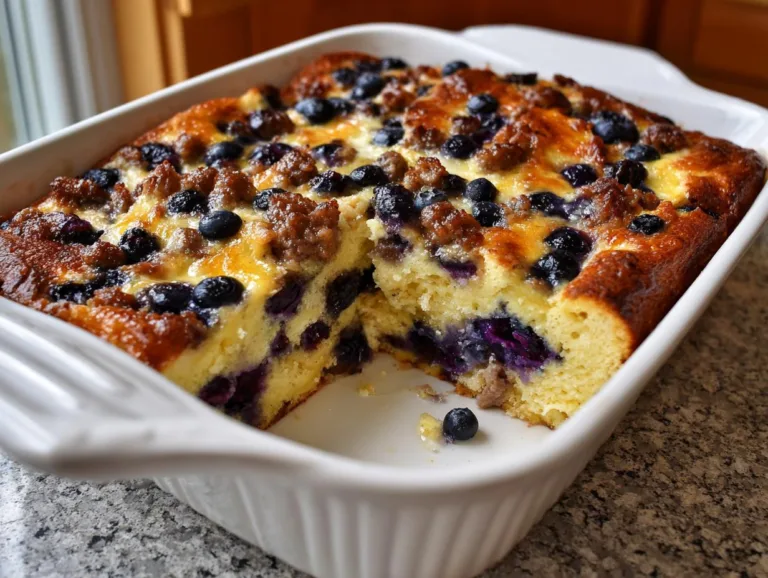 sausage blueberry pancake breakfast casserole