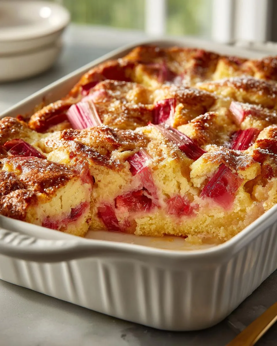 Easy Rhubarb Custard Cake Recipe - detail 1