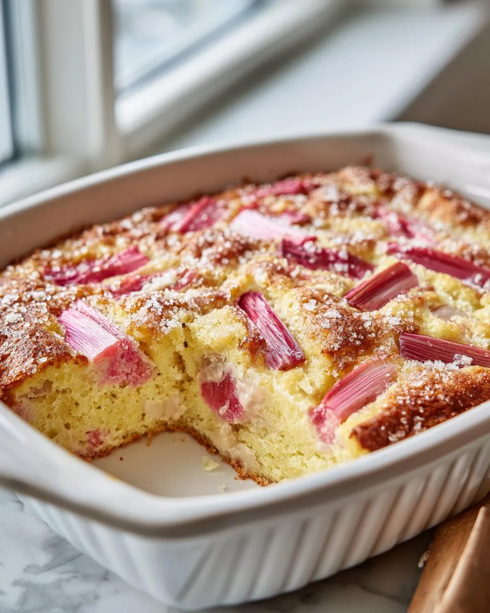 Easy Rhubarb Custard Cake Recipe - detail 2
