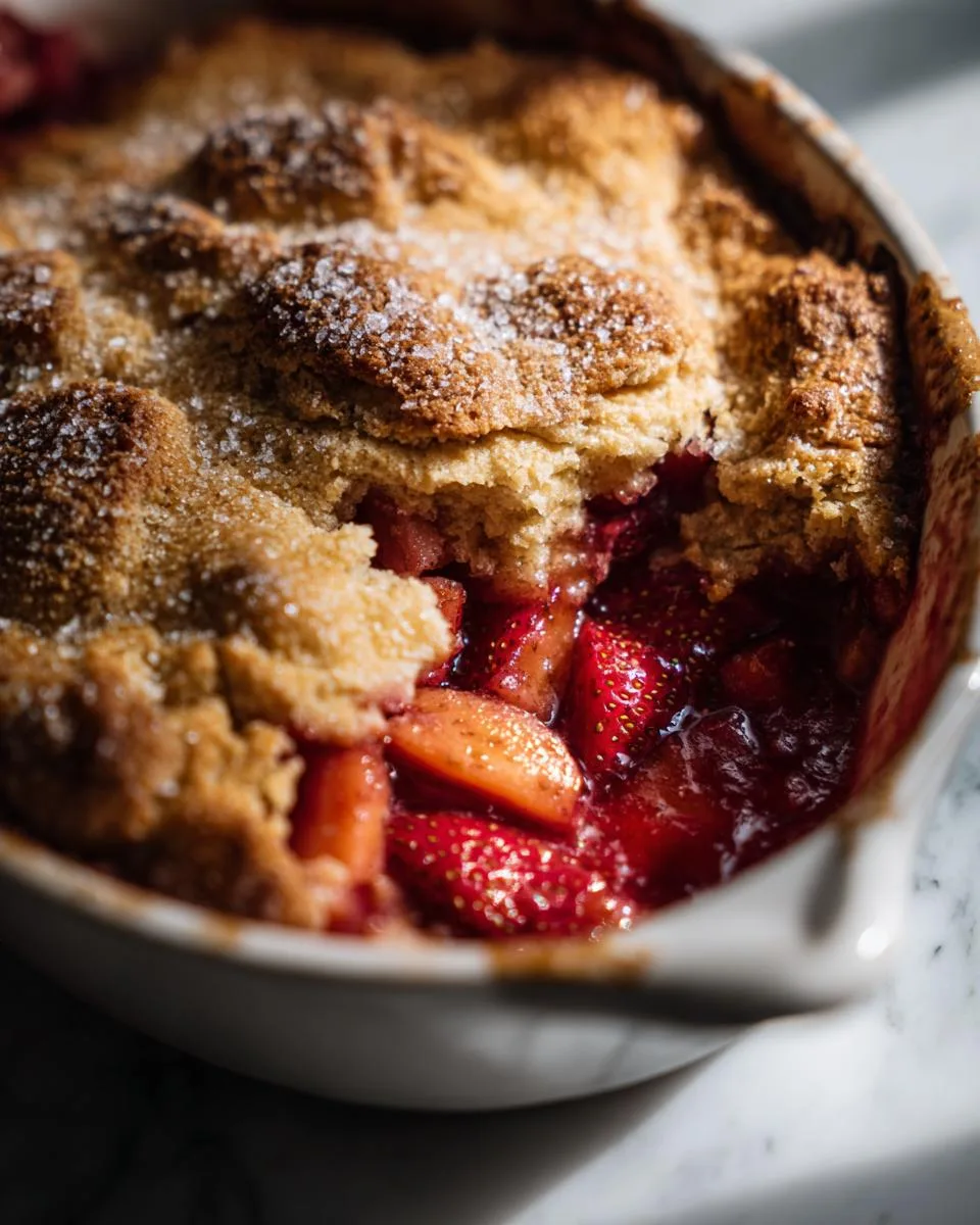 Fresh Strawberry Rhubarb Cobbler - detail 1