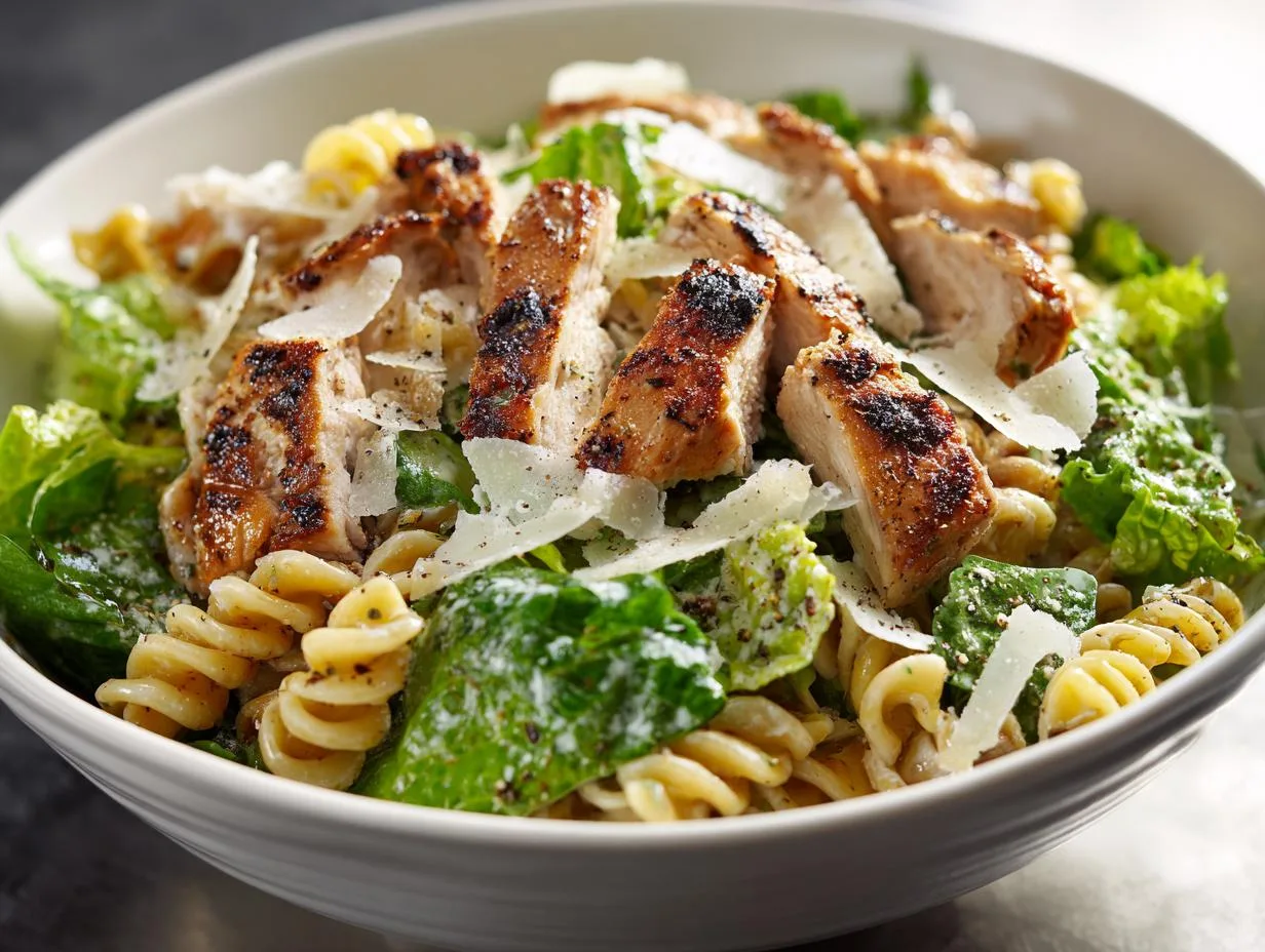 35-Minute Grilled Chicken Caesar Pasta Salad – Irresistible!