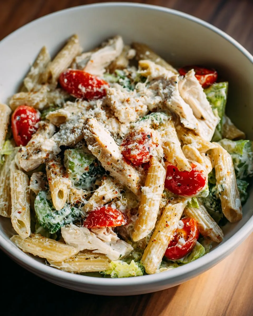 Healthy Chicken Caesar Pasta Salad - detail 3