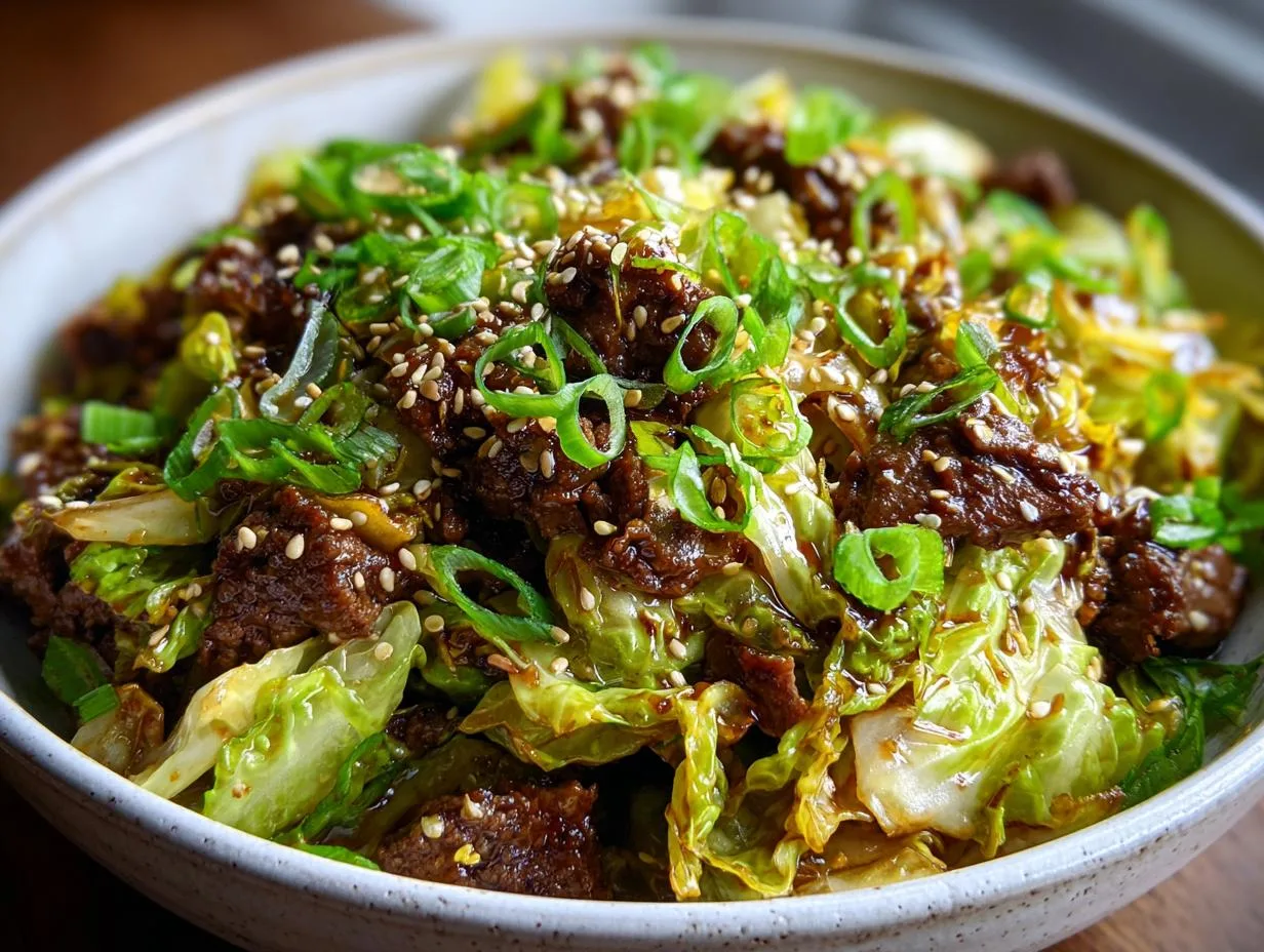 Low Carb Mongolian Beef Cabbage: 25-Minute Flavor Bomb!