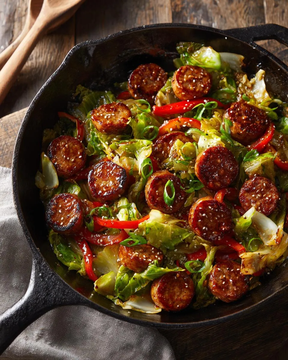 Sausage and Cabbage Stir Fry - detail 1