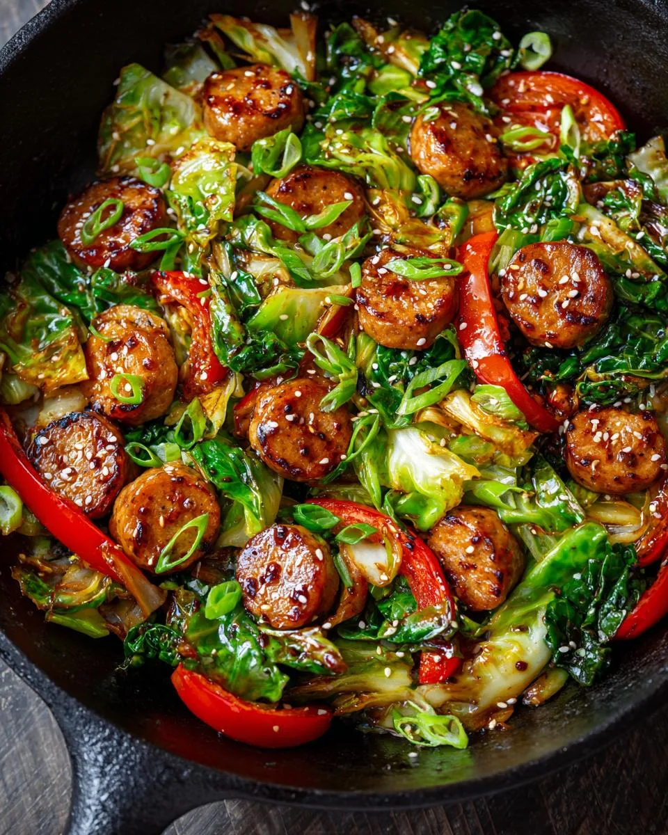 Sausage and Cabbage Stir Fry - detail 2