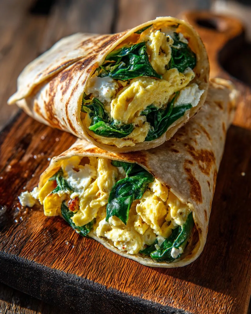 Spinach Feta Egg Breakfast Wraps - detail 1