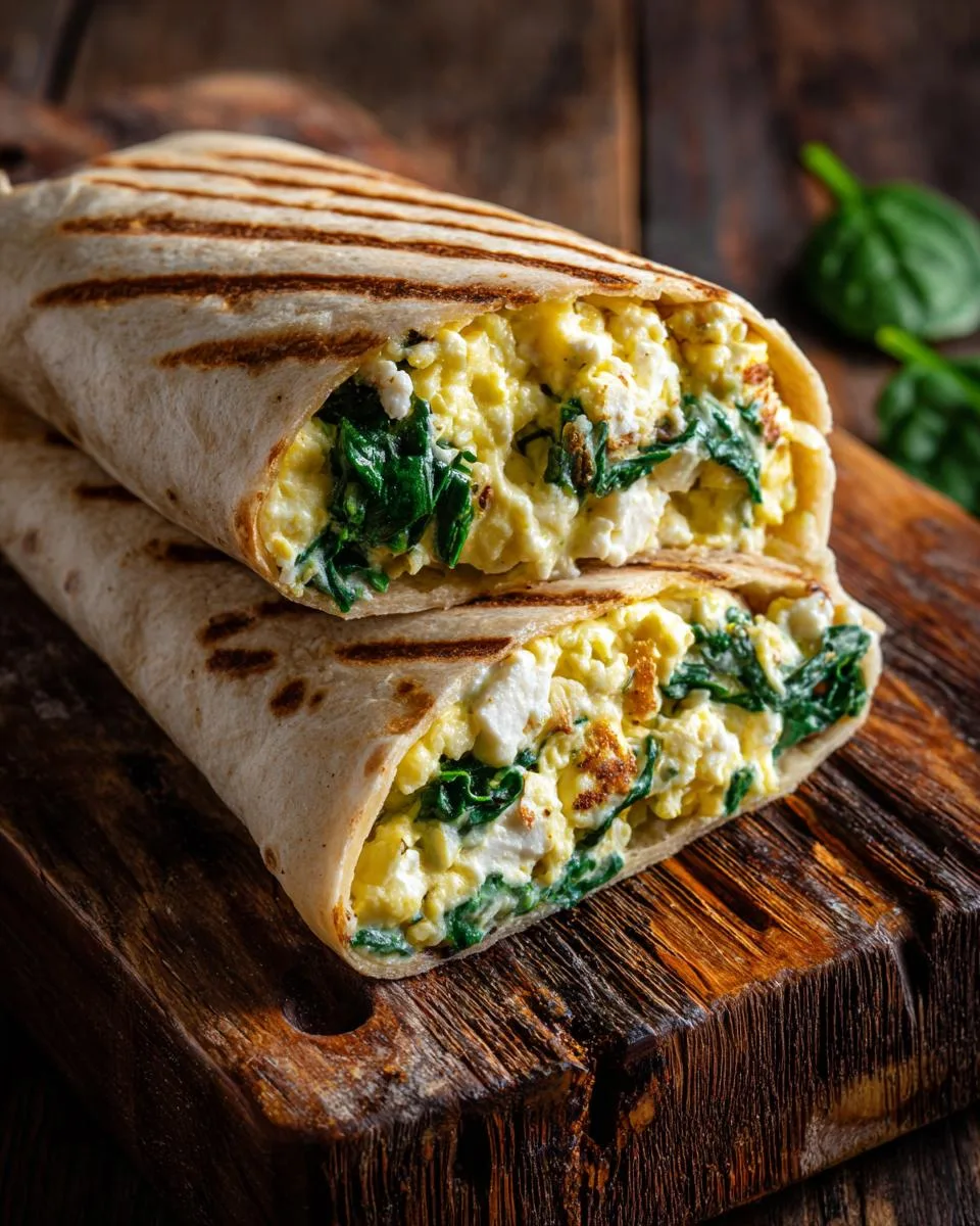 Spinach Feta Egg Breakfast Wraps - detail 3