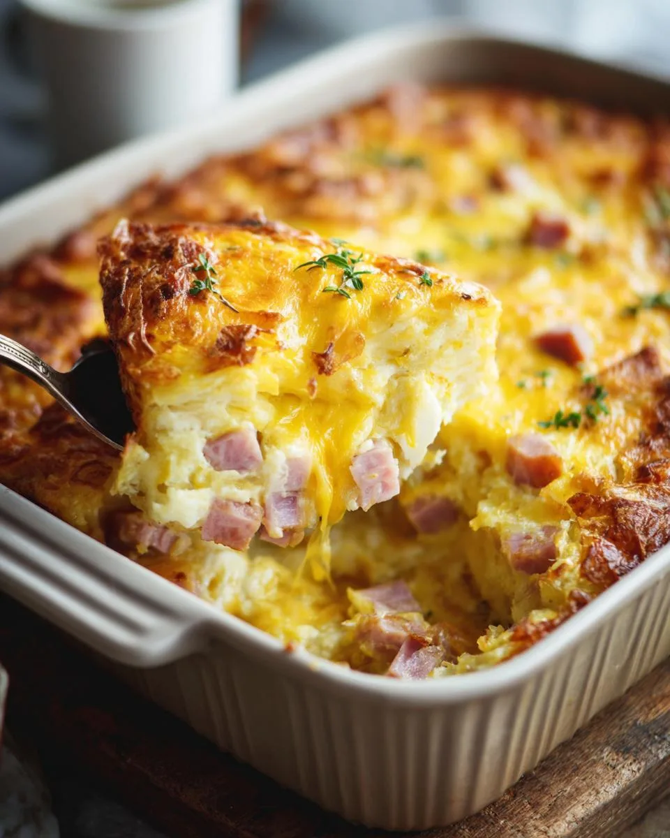 hashbrown ham breakfast casserole - detail 3
