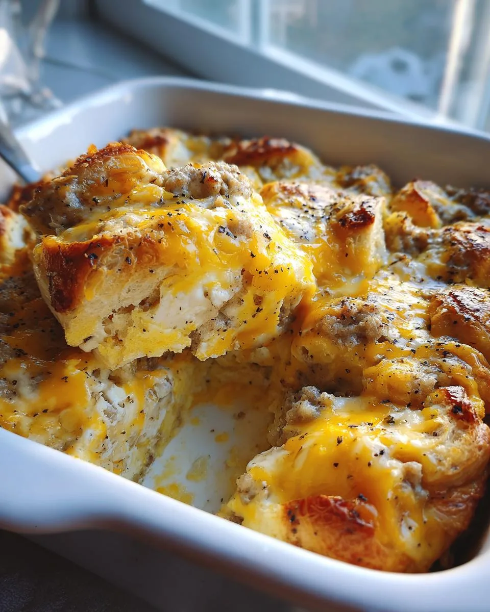 overnight croissant breakfast casserole - detail 1