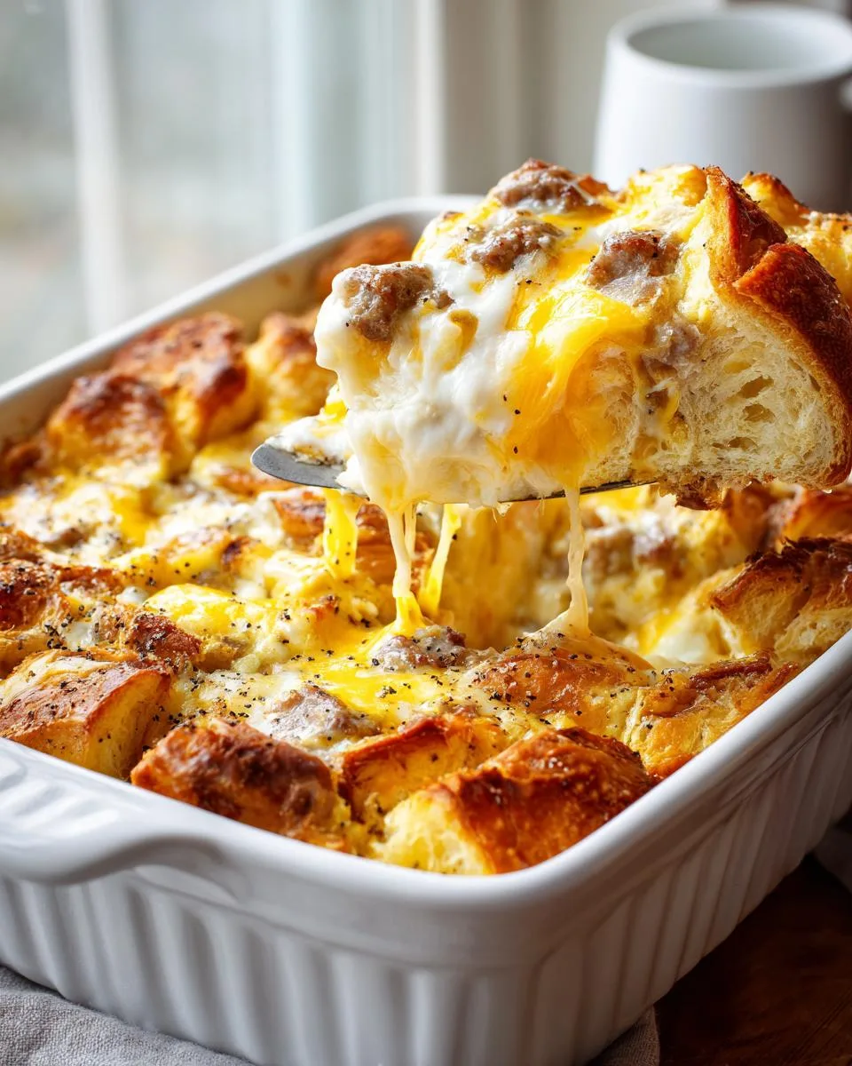 overnight croissant breakfast casserole - detail 2