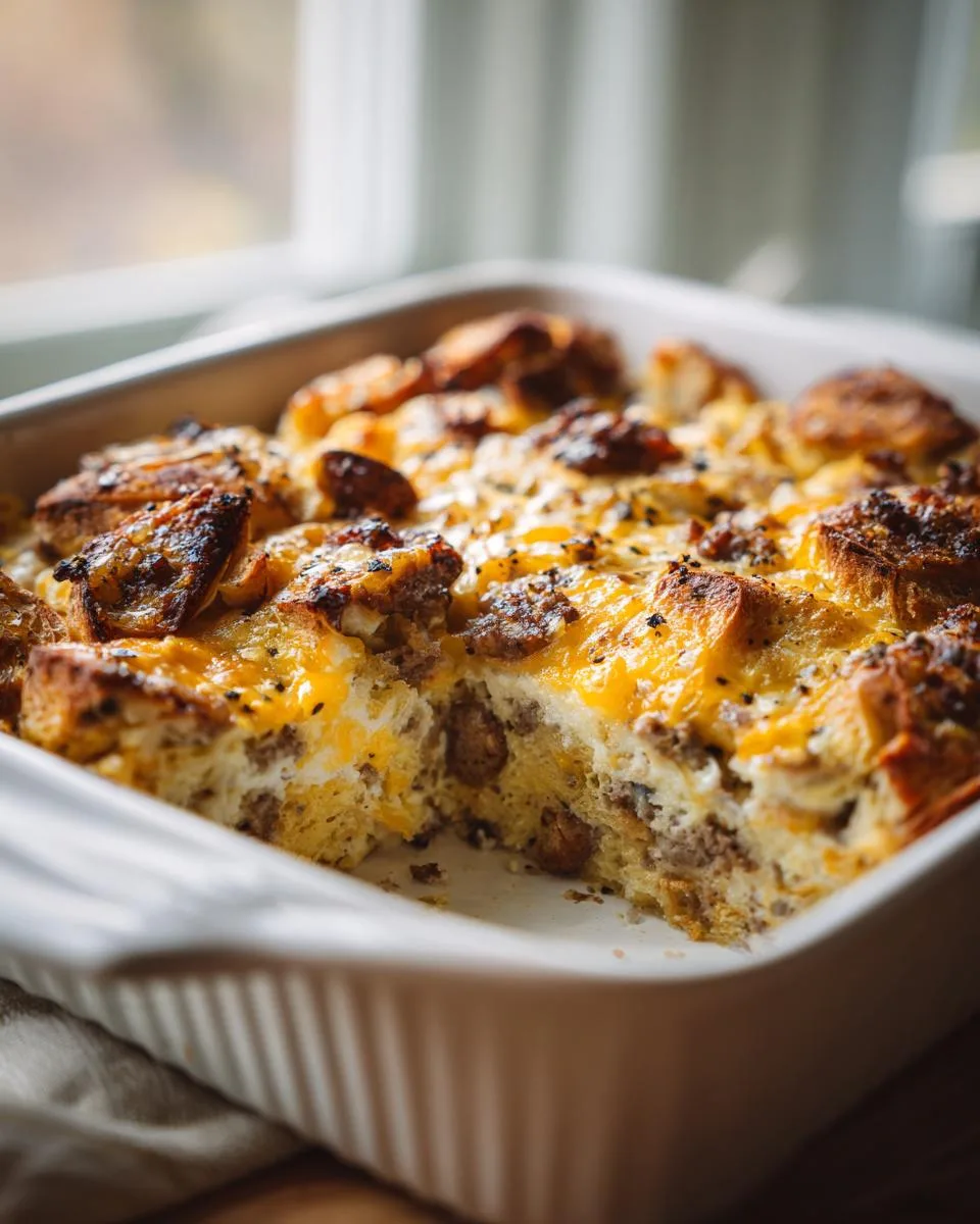 overnight croissant breakfast casserole - detail 3