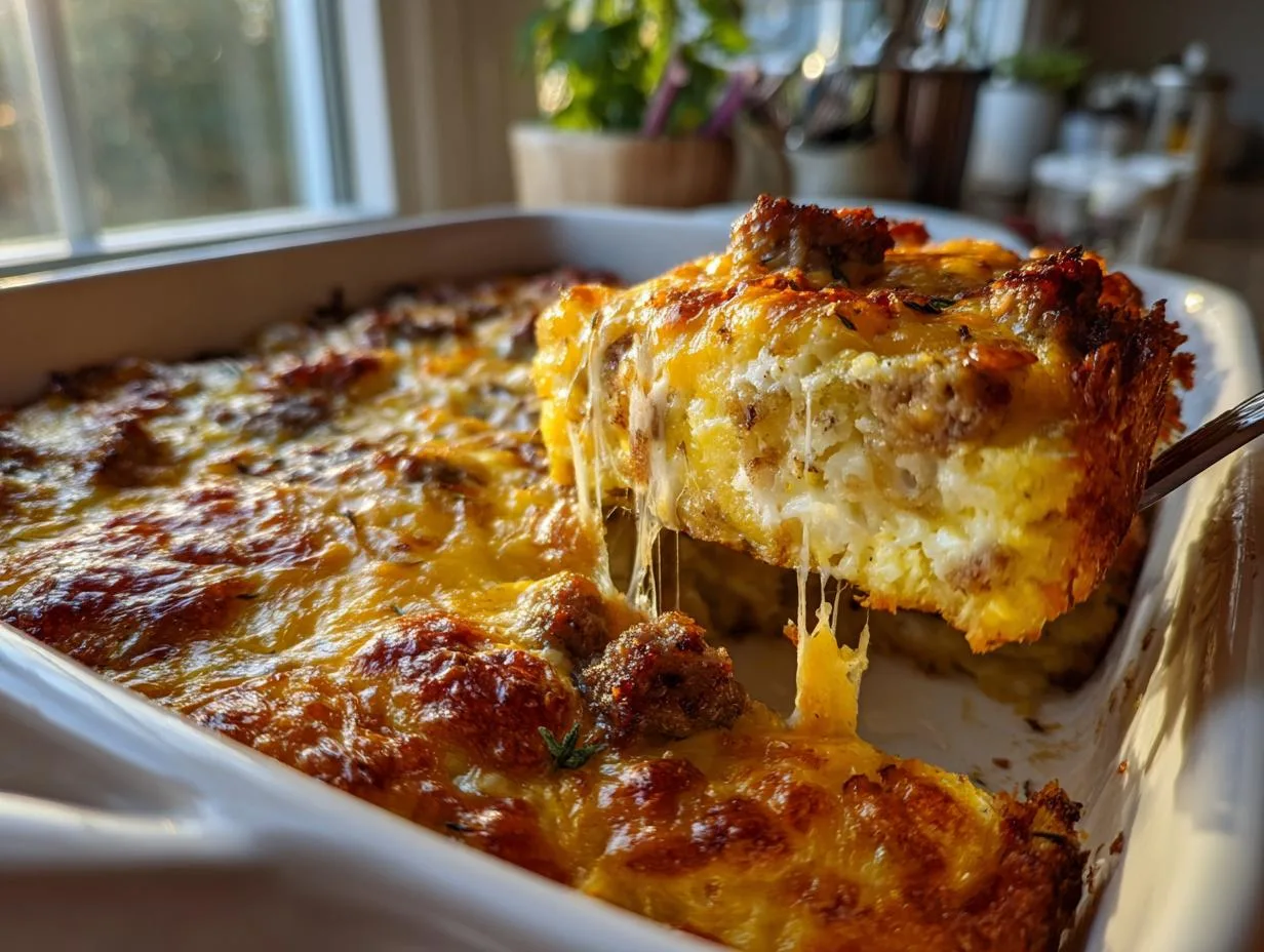 Irresistible Cheesy Potato Egg Breakfast Bake Recipe