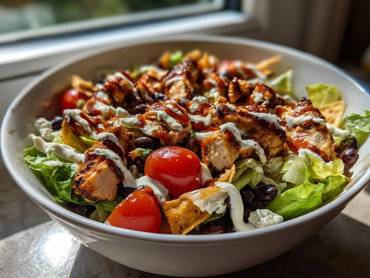 31g Protein Cottage Cheese BBQ Chicken Salad in 30 Minutes