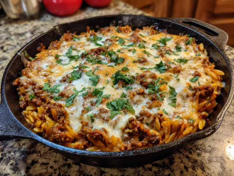 Creamy Ground Beef Orzo
