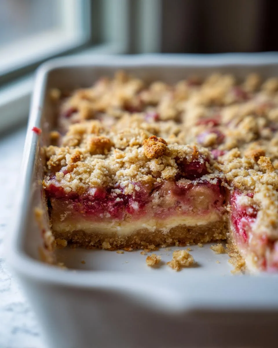 Creamy Rhubarb Cheesecake Bars - detail 3