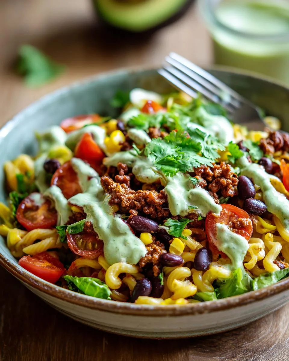 Healthy Taco Pasta Salad Bowl - detail 3