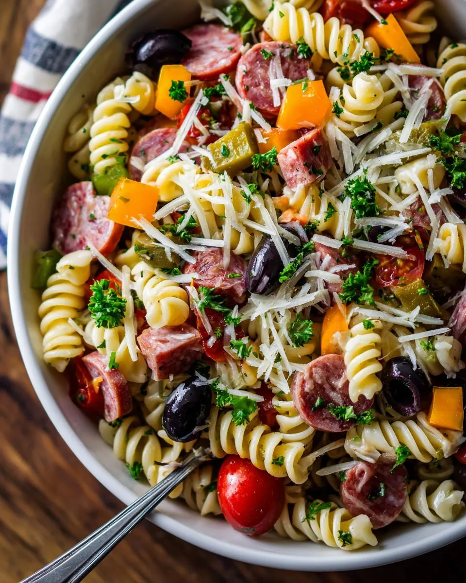 Summer Italian Pasta Salad Bowl - detail 1