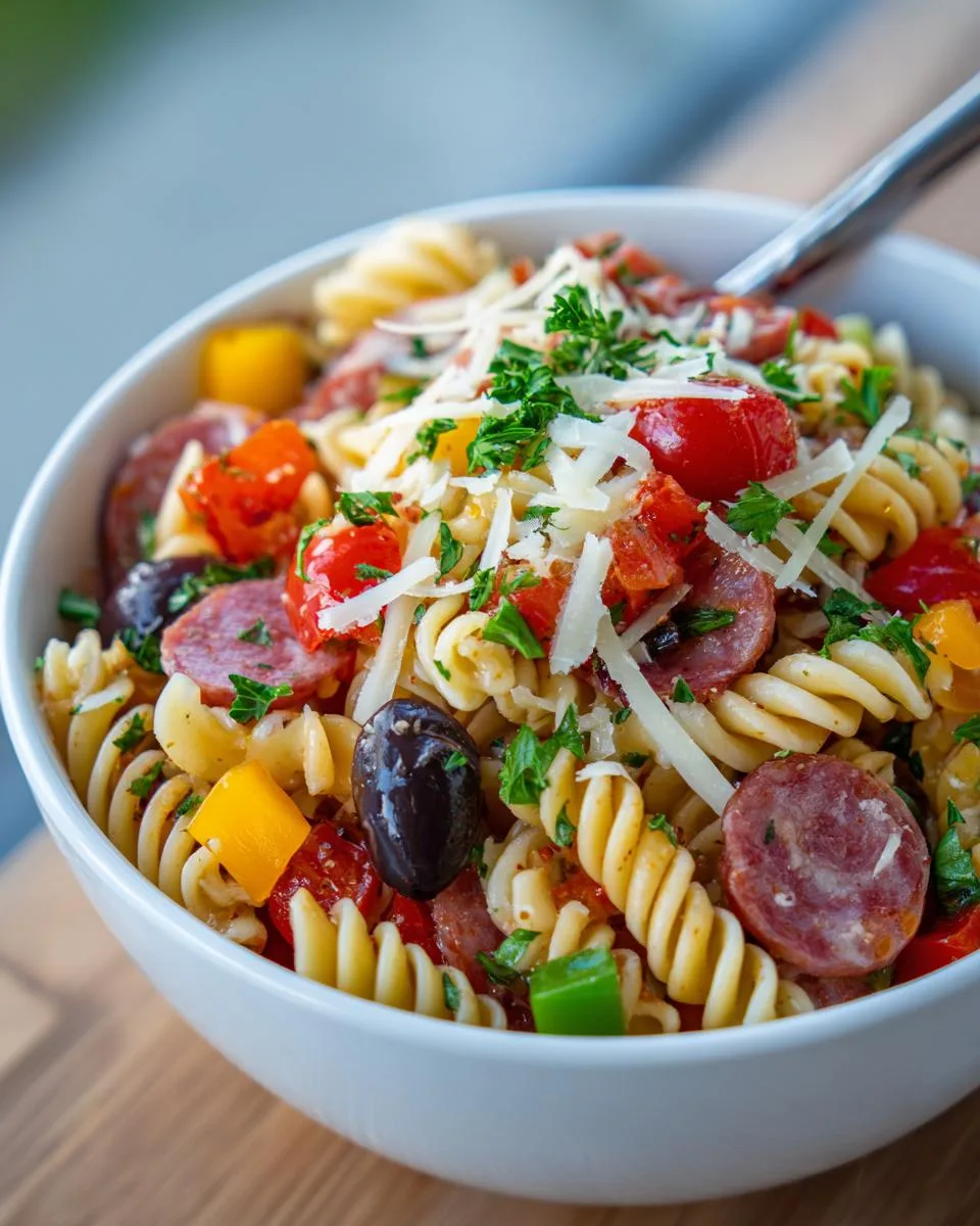 Summer Italian Pasta Salad Bowl - detail 2