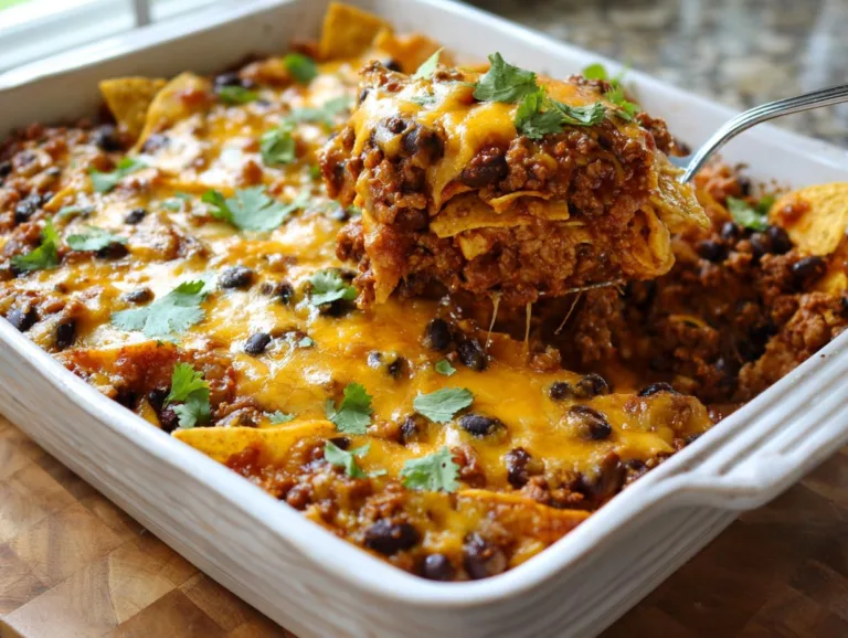 Beef Black Bean Nacho Casserole