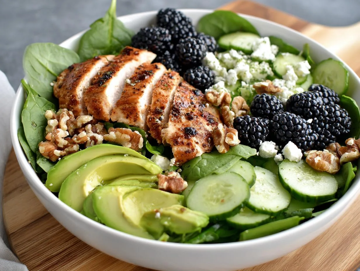 30-Minute Blackberry Feta Chicken Salad Bowl You’ll Crave