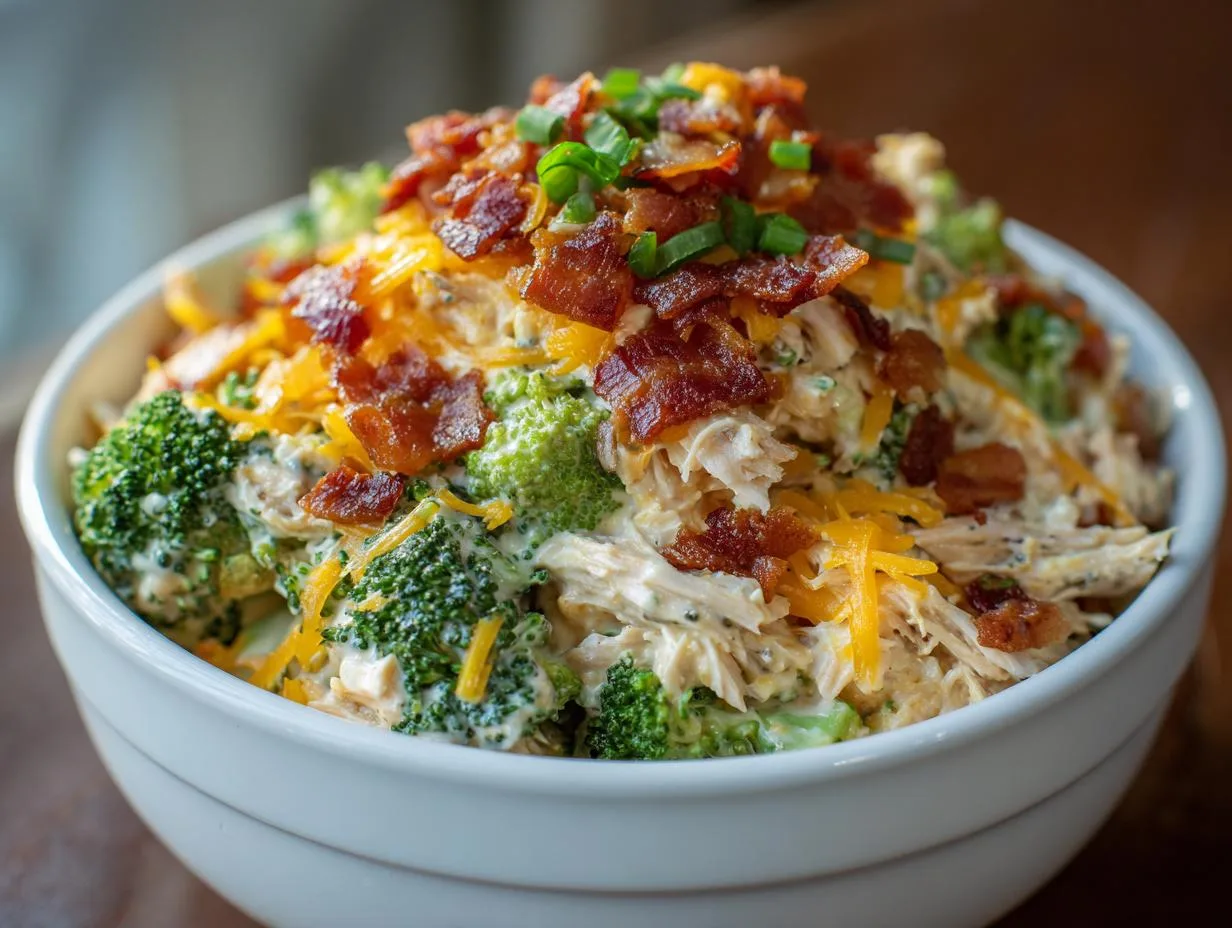 Creamy 22g Protein Chicken Broccoli Bacon Salad Perfection