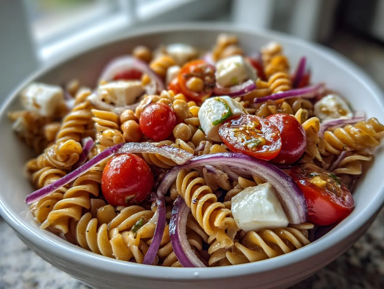 25-Minute Chickpea Mozzarella Pasta Salad: Easy & Addictive!