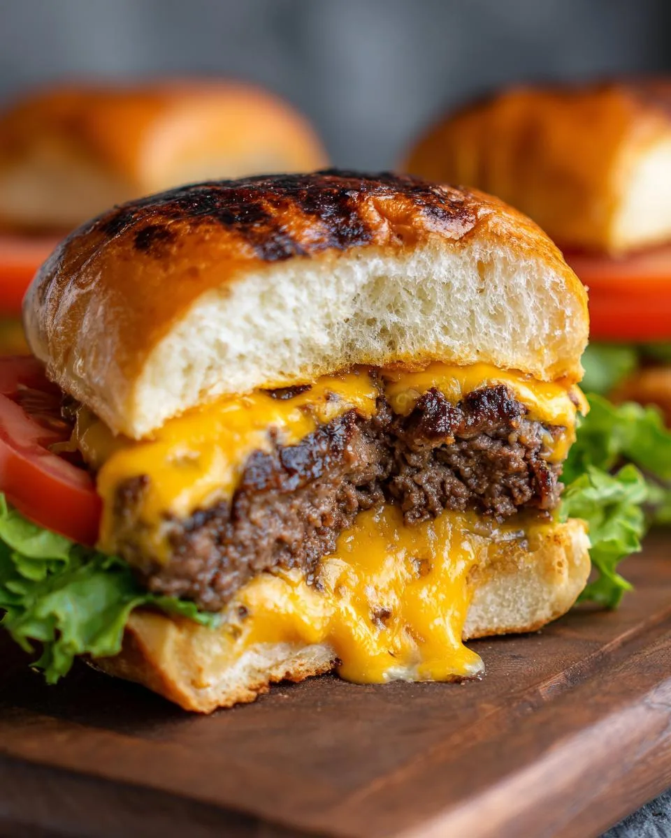 Juicy Lucy Cheddar Burgers - detail 1