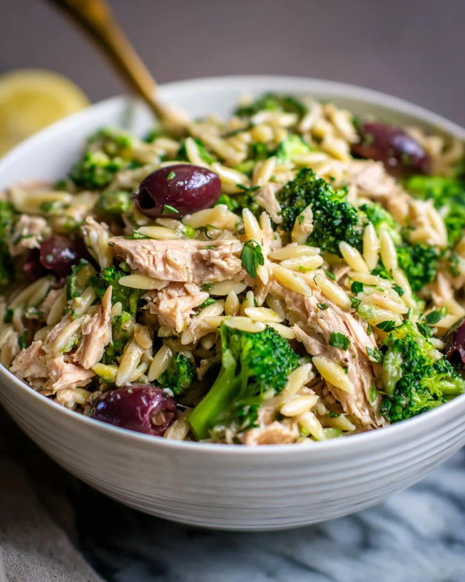 Lemon Tuna Orzo Pasta Salad - detail 1